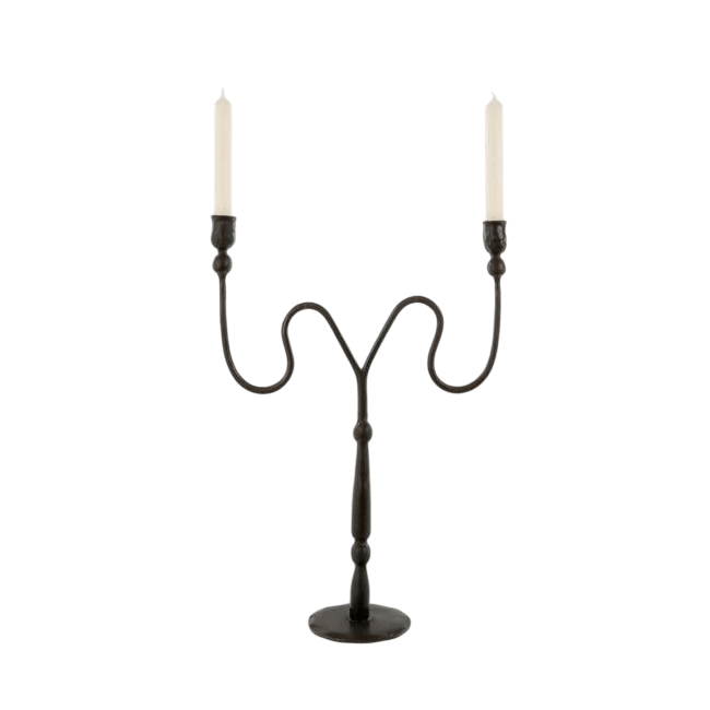 IRON BLACK 2 STICKS CANDLEBRA HOLDER